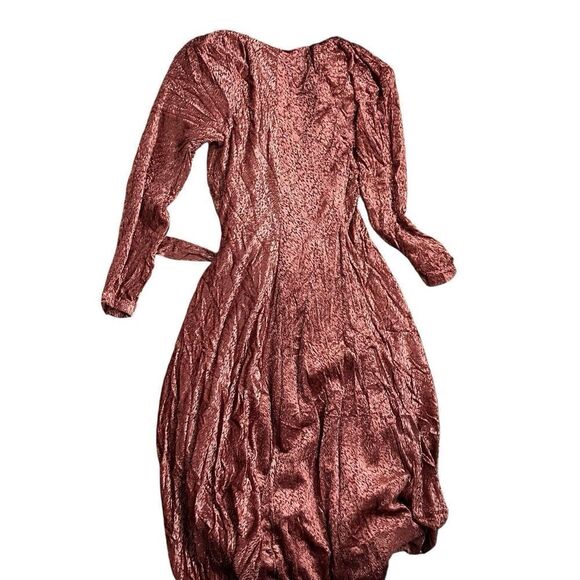 Tanya Taylor Dress WMNS 6 Puff Sleeve V-Neck Laureen Velvet Wrap Midi‎ Festive - Picture 10 of 11